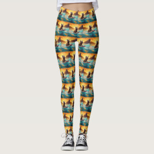 Legging Cairn Terrier Beach Surfing Painting