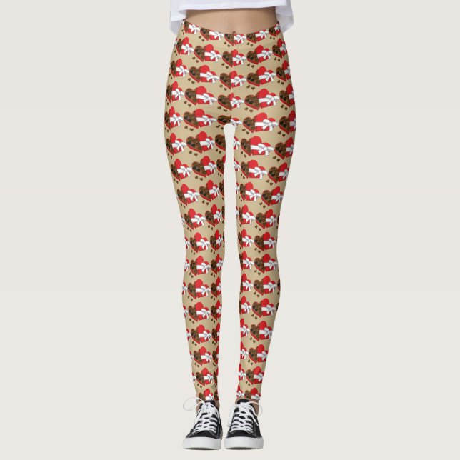 Legging Caixa de Presente de Chocolate Cardíaco - Dia de o (Frente)