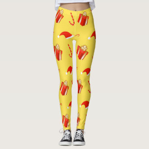 Legging Caixa de presentes de Natal Cana de chocolate
