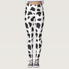 Legging Calça de ioga branca e impressão de vaca