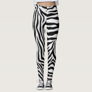 Legging Calça de ioga branca e preta impressa em zebra