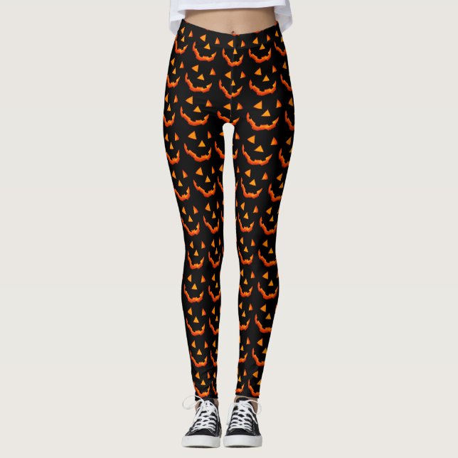 Legging Calça do rosto Jack-o-Lanterna (Frente)