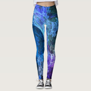 Legging Calças azuis da ioga de Boho do abstrato do roxo