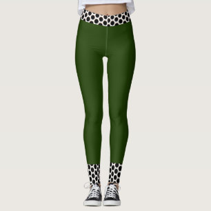 Legging Calças brancas, pretas e verdes, bolinhas