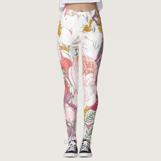 Legging calças com padrão floral moderno