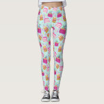Legging Calças de Aniversário Engraçadas com Padrões de Bo<br><div class="desc">Ponha as calças de aniversário!  Leggings super divertidas com um padrão de bolos,  velas e confete. Perfeito para comemorar o aniversário de alguém,  trabalhar fora ou vestir diversão cotidiana.</div>