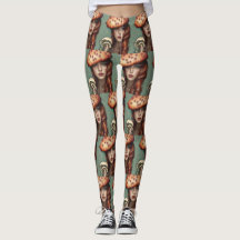 legging calças de cogumelo caprichoso retrô