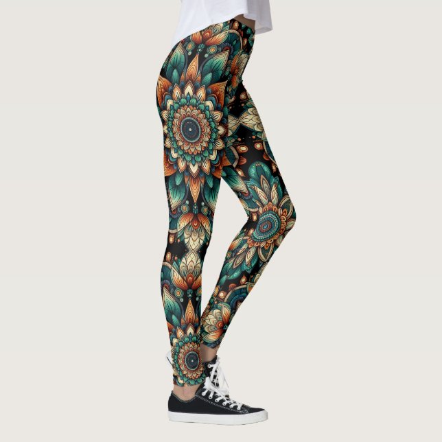 Legging Calças de Flor Africanas - Negrito e Vibrante (Direita)
