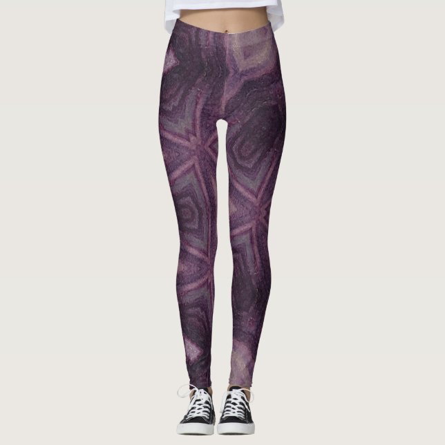Legging Calças de ioga com pernas roxas (Frente)