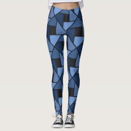 Legging Calças de ioga geométrica azul e preta