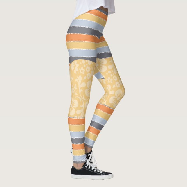 Legging Calças de ioga para flores e tiras (Direita)