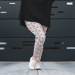 Legging Calças de Natal de Carro vintage Vermelho Bonito
