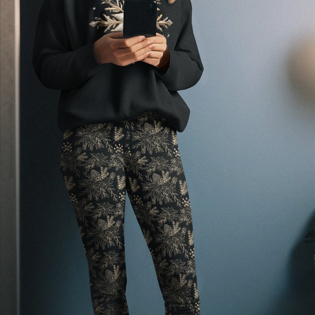 Legging Calças de Natal Douradas e Pretas (Criador carregado)