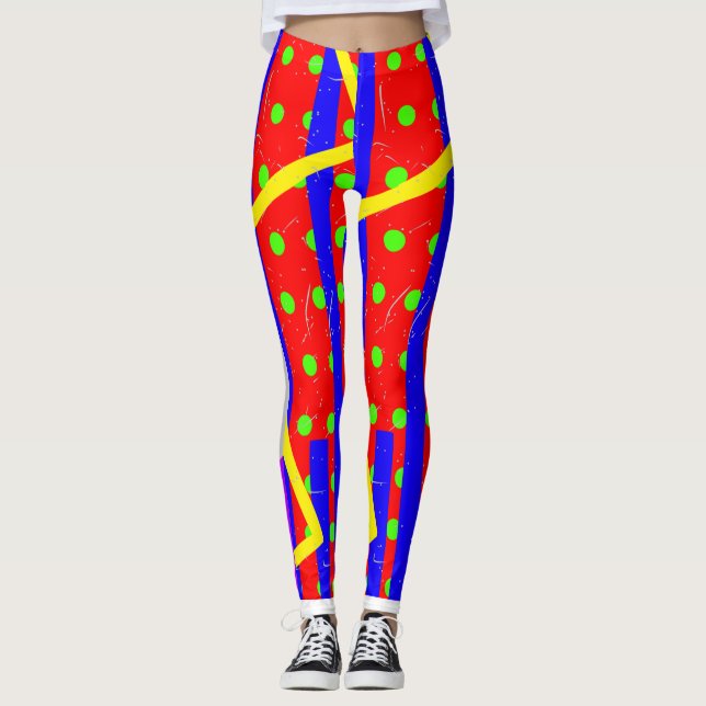 Legging Calças De Palhaço Quirky Zig-Zag (Frente)