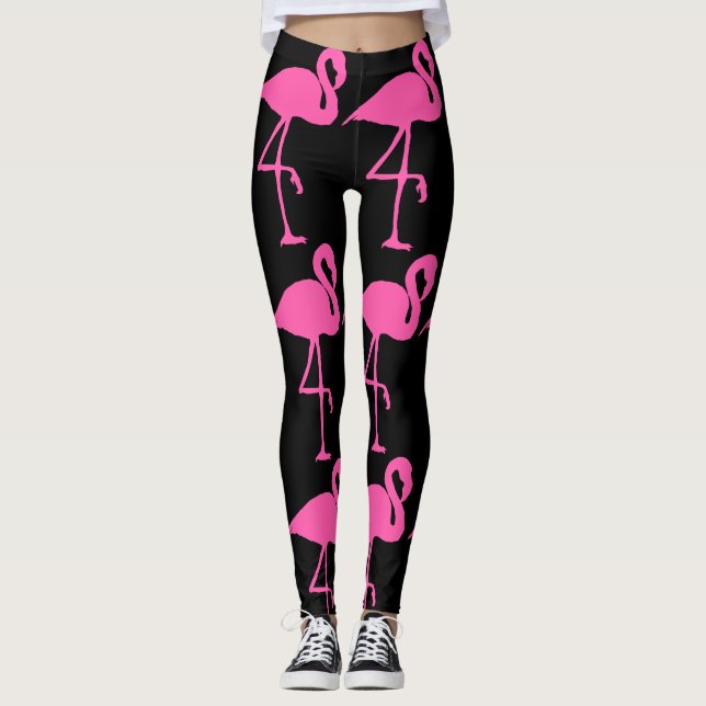 LEGGING CALÇAS DE PILHA DE FLAMINGO YOGA (Frente)