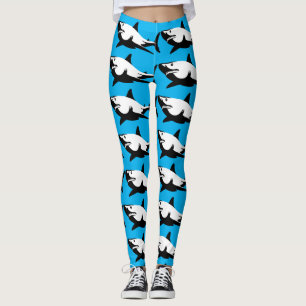 LEGGING CALÇAS DE YOGA AZUL IMPRESSÃO SHARK