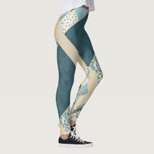 Legging Calças de Yoga com legendas azuis