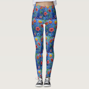 Legging Calças de yoga de campo de flores