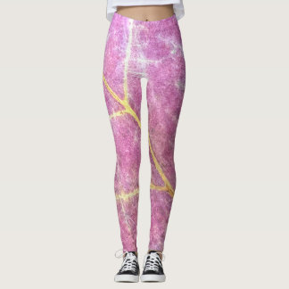 Legging Calças de Yoga de Folha Rosa