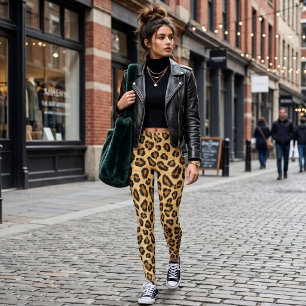 Legging Calças de Yoga Estampa de Leopardo na Moda