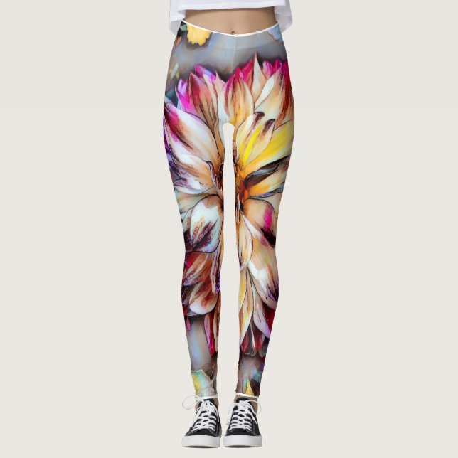 Legging Calças de Yoga Flor Boho (Frente)