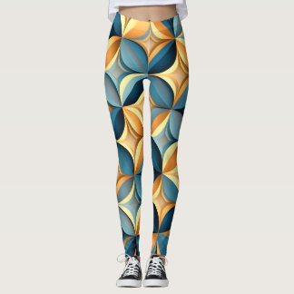 Legging Calças de Yoga Geo Azul e Dourada