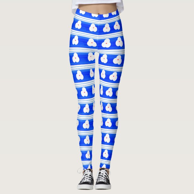 Legging Calças de Yoga Padrão Azul (Frente)
