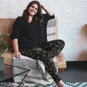 Legging Calças Douradas de Natal da Boêmia Negra