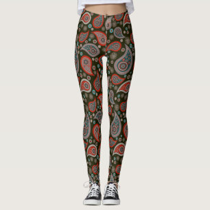 Legging Calças elegantes de ioga verde-rosa-pissley