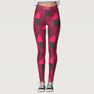 Legging Calças Geométricas de Yoga Vermelha de Framboesa R