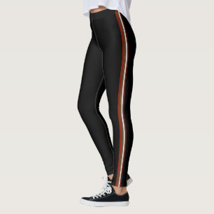 Legging Calças Jogadoras de Padrão de Faixa de Outono