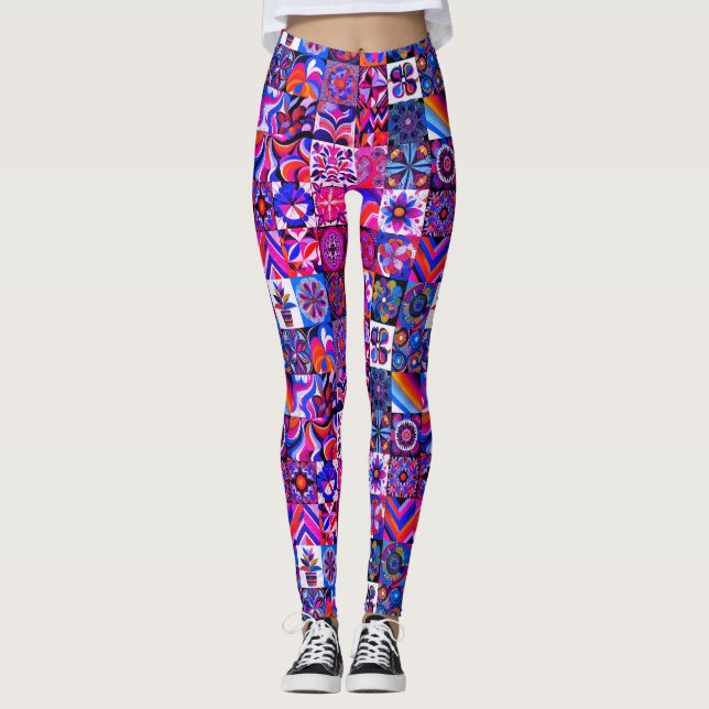 Legging Calças justas personalizadas de estilo retrô com p (Frente)