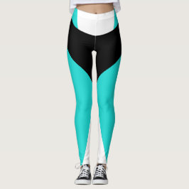 Legging Calças pretas dos esportes de turquesa que