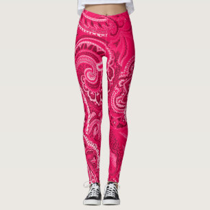 Legging Calças retros originais do Bandanna cor-de-rosa d
