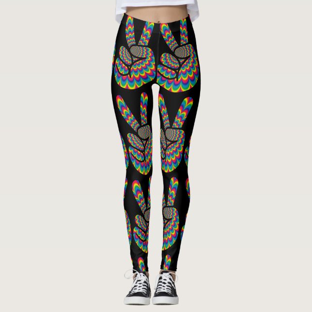 LEGGING CALÇAS YOGA DE SINAL DE PAZ HIPPIE (Frente)