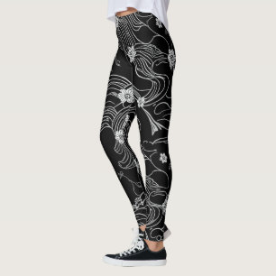 Legging Calças Zen Ink Flow Preto e Branco