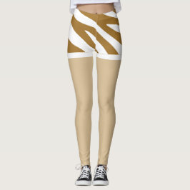 Legging Calções bonito, de design, castanho e branco