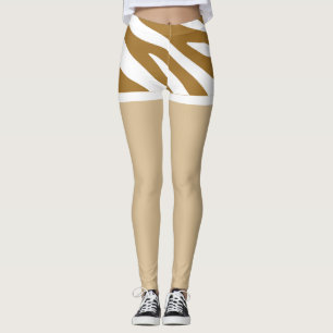 Legging Calções bonito, de design, castanho e branco