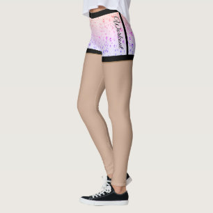 Legging Calções de gotas de água, pernas roxas roxas rosad