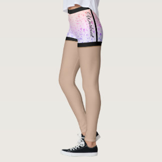 Legging Calções de gotas de água, pernas roxas roxas rosad