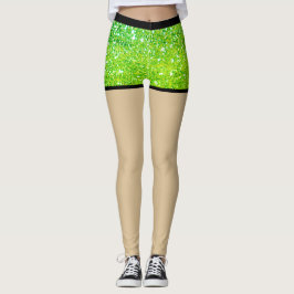 Legging Calções falsas para a festa Glitter Neon Green Gla