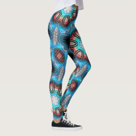 Legging Caleidoscópio ciano e prateado com pintura áspera
