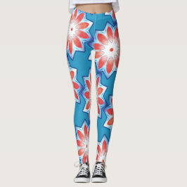 Legging Caleidoscópio estrelado vermelho-azul com dez pont