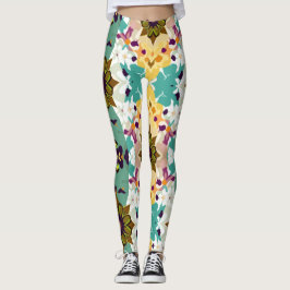 Legging Caleidoscópio Floral Geométrico Padrão Sem Costura