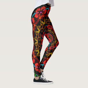 Legging Caleidoscópio Flores Fractais de Hibisco