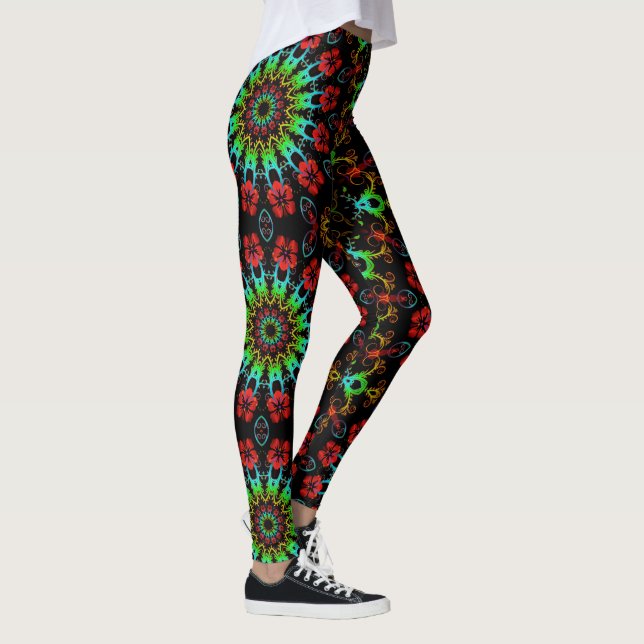 Legging Caleidoscópio Fractal Hibiscus Flores II (Direita)