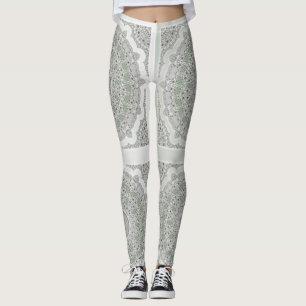 Legging Caleidoscópio Fractal Mandala - cinza verde