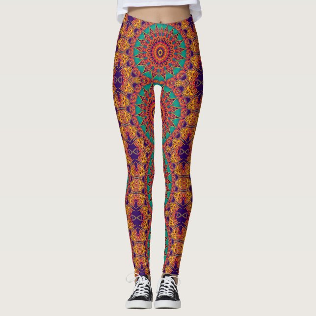 Legging Caleidoscópio Fractal - tatuagem II + as suas idei (Frente)