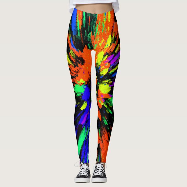 Legging Caleidoscópio Laranja Azul Púrpura Amarelo (Frente)