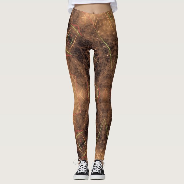 Legging Caleidoscópio Laranja Mista Preta Fundo (Frente)